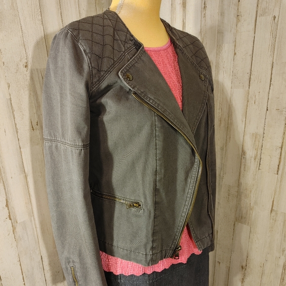 Gap gray moto jacket sz 4 - Picture 2 of 8